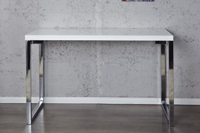 Bureau design 120x60 cm en bois teinté blanc