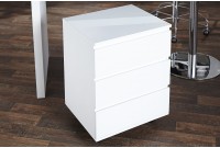 Caisson moderne à haute brillance laqué en blanc à 3 tiroirs