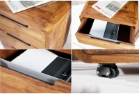 Caisson de bureau design en bois palissandre massif coloris naturel avec 3 tiroirs