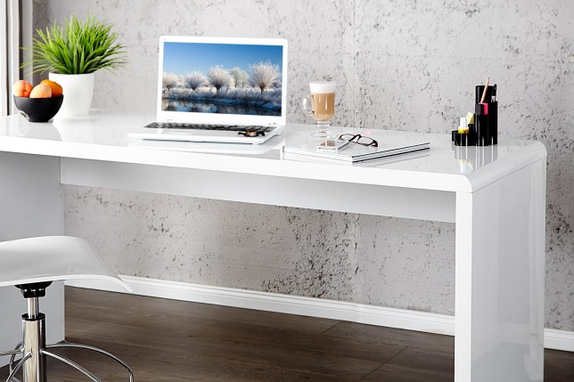 Bureau design 120x75 cm en bois teinté blanc laqué