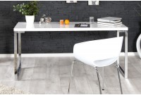 Bureau de 140 cm design coloris blanc laqué