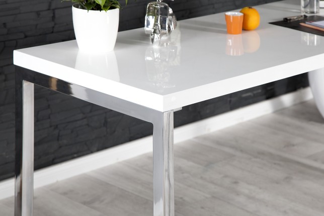Bureau de 140 cm design coloris blanc laqué