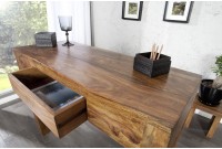 Bureau de 100 cm design en bois massif sheesham coloris naturel avec tiroir