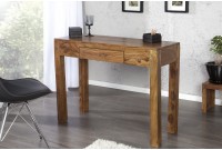 Bureau de 100 cm design en bois massif sheesham coloris naturel avec tiroir