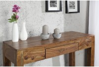 Bureau de 100 cm design en bois massif sheesham coloris naturel avec tiroir