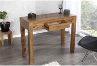 Bureau de 100 cm design en bois massif sheesham coloris naturel avec tiroir