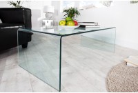 Table basse 110 cm design en verre trempé coloris transparent