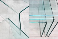 Ensemble de 3 tables basses en verre trempé coloris transparent