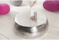 Table basse 80 cm ronde en aluminium coloris argent