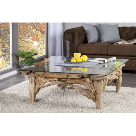 Table Basse Bois Flotté Rectangulaire 100cm - Pièce Unique Artisanale