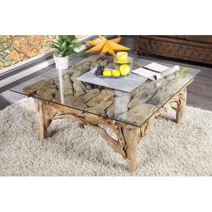 Table Basse Bois Flotté Rectangulaire 100cm - Pièce Unique Artisanale 2
