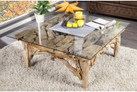 Table Basse Bois Flotté Rectangulaire 100cm - Pièce Unique Artisanale
