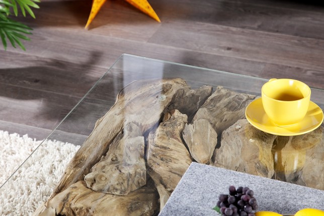 Table Basse Bois Flotté Rectangulaire 100cm - Pièce Unique Artisanale