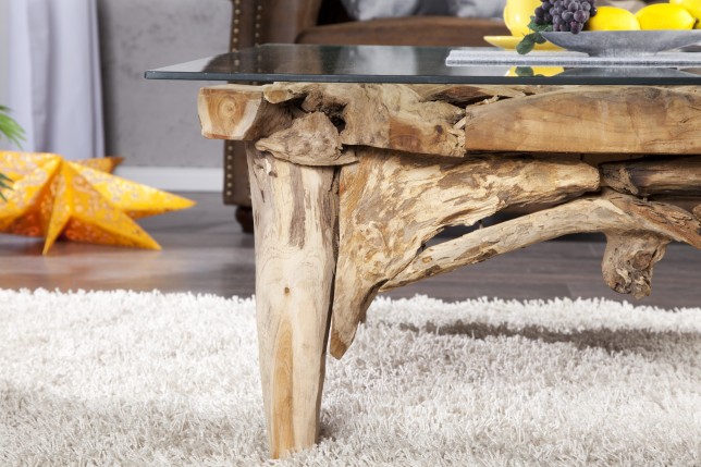 Table Basse Bois Flotté Rectangulaire 100cm - Pièce Unique Artisanale
