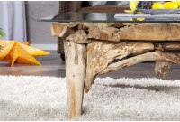 Table Basse Bois Flotté Rectangulaire 100cm - Pièce Unique Artisanale