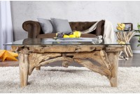 Table Basse Bois Flotté Rectangulaire 100cm - Pièce Unique Artisanale