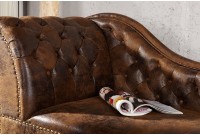 Méridienne Chesterfield Marron - Chaise Longue Capitonnée Style Antique