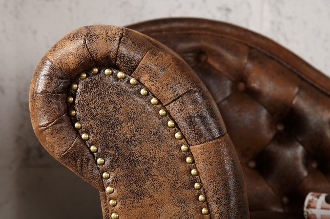 Méridienne Chesterfield Marron - Chaise Longue Capitonnée Style Antique