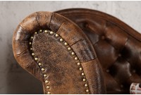 Méridienne Chesterfield Marron - Chaise Longue Capitonnée Style Antique