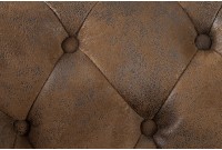 Canapé 2 places design chesterfield capitonné en simili cuir marron