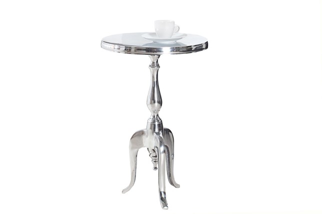 Table d'appoint ronde 55cm en aluminium argenté