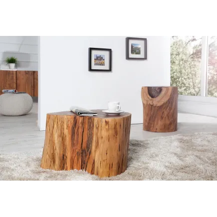 Table d'appoint 30 cm design naturel en bois massif