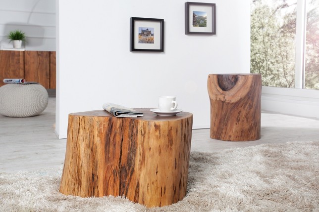 Table d'appoint 30 cm design naturel en bois massif