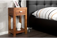 Table de chevet avec rangement et tiroir en bois massif sheesham
