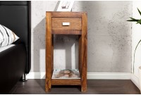 Table de chevet avec rangement et tiroir en bois massif sheesham