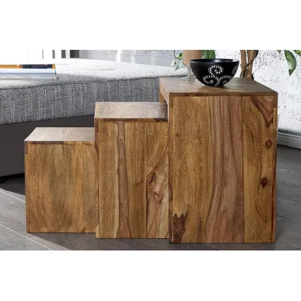 Table d'appoint gigogne en bois massif 2