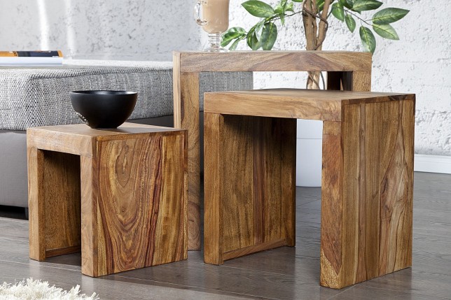 Table d'appoint gigogne en bois massif