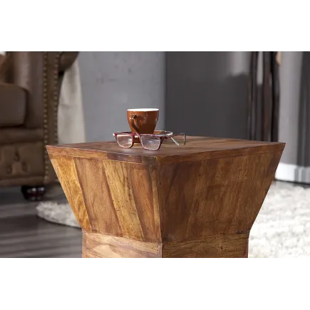 Table d'appoint en bois massif design pyramide 2