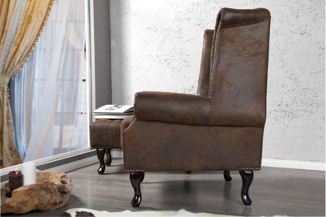 Fauteuil design chesterfield coloris marron