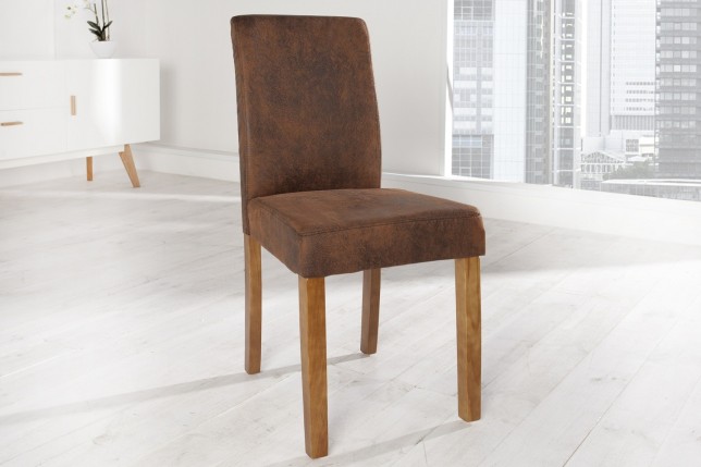 Chaise Gênes café clair Look Vintage piètement en bois