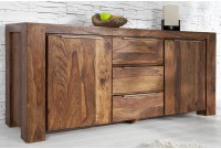 Buffet bas en Bois de Sheesham Massif - Enfilade 2 Portes & 3 Tiroirs