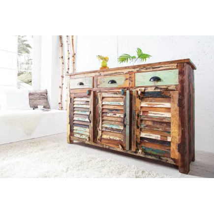 Bahut design industriel en bois massif recyclé