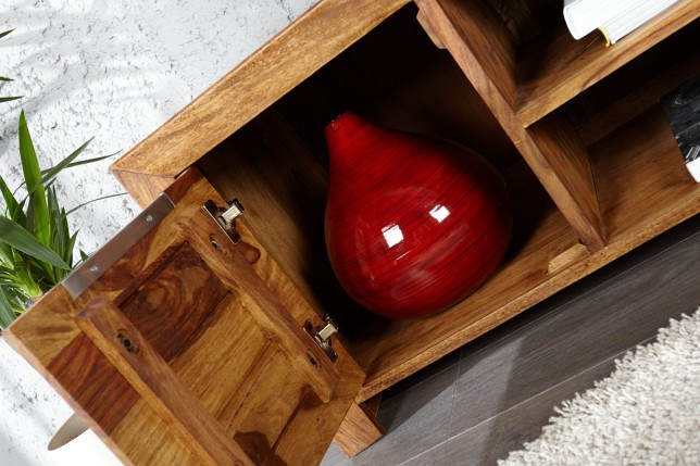Meuble TV 135 cm en bois massif avec rangement