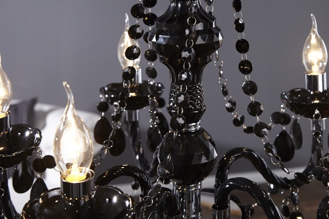 Lustre à suspension 5 branches en acrylique noir