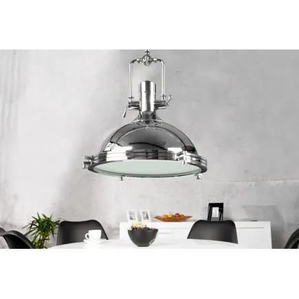 Lampe suspendue 45 cm design industriel en métal chromé 2