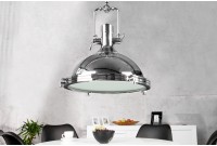 Lampe suspendue 45 cm design industriel en métal chromé