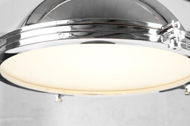 Lampe suspendue 45 cm design industriel en métal chromé