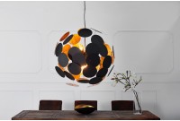 Lampe suspendue de design boule en métal coloris doré et noir