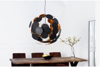 Lampe suspendue de design boule en métal coloris doré et noir