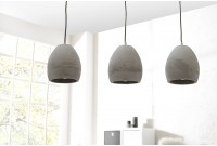 Ensemble de 3 lampes ovales suspendues en béton coloris gris