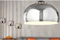 Lampe suspendue design boule en acier chromé