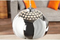 Lampe suspendue design boule en acier chromé