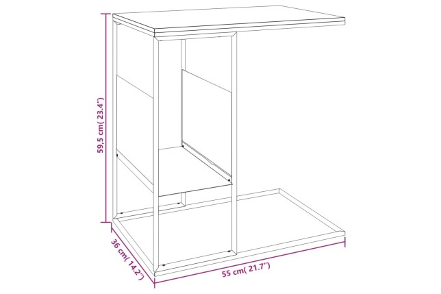 Table d'appoint Noir 55x36x59,5 cm 
