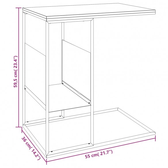 Table d'appoint Noir 55x36x59,5 cm 