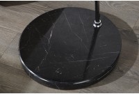 Lampadaire design en métal noir avec abat-jour noir et doré