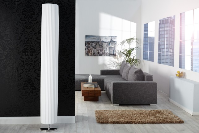 Lampadaire moderne 200 cm en tissu plissé blanc